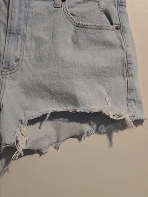 Abercrombie & Fitch Light Blue Frayed Denim Shorts thumbnail 4
