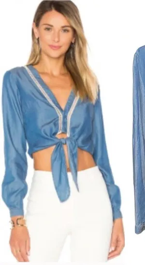 Lovers + Friends Carmine Chambray Tencel Top Size‎ Medium thumbnail 1