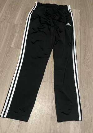adidas Black Sweatpants with White Side Stripes thumbnail 1