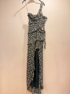 If By Sea Black White Polka Dot Stretch Maxi Dress Boho Wedding Guest Size M thumbnail 4