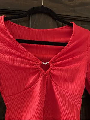 SheIn Coral Long-Sleeve Crop Top - Women thumbnail 2