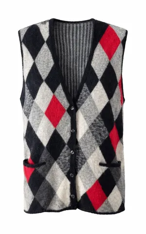 Vintage J.K. America Argyle Sweater Vest Lambswool Angora Blend Size 26/28 thumbnail 1