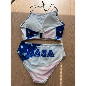 B24 New Women's 2pc Patriotic American Flag “MAGA” Bikini size Small thumbnail 3