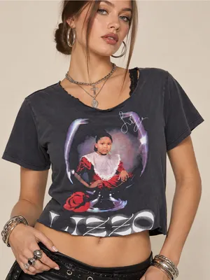 Lizzo Cuz I Love You Too 2019 Tour Graphic Tee DIY CropRaw Hem Festival Music thumbnail 1