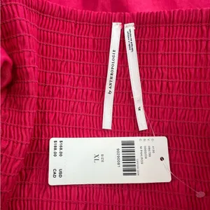 NWT By Anthropologie One-Shoulder Ruffle Linen Column Midi Dress pink‎ sz XL thumbnail 7