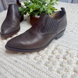 FRYE Women's 9 Billy Western Slip On Boot Shootie Leather Taupe Brown thumbnail 7