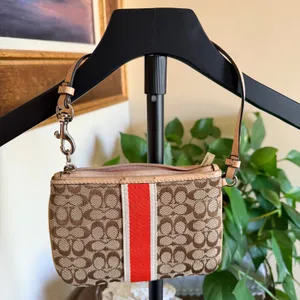 Coach Signature C Wristlet Orange Brown Racing Stripe Y2K Preppy Classic thumbnail 7