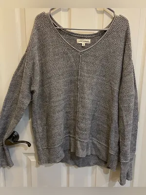 Lucky Brand Gray Off The Shoulder Sweater size L thumbnail 8
