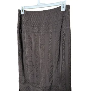 Vintage J. Jill Brown Embroidered‎ Rayon Maxi Skirt Women's Size M thumbnail 2