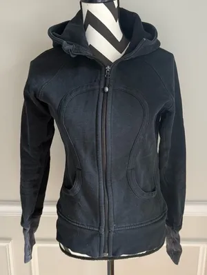 LULULEMON‎ Full Zip Scuba Hoodie Hooded Jacket Heavy Black size 6 thumbnail 1