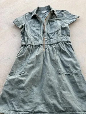 J.Crew Utility Shirt Dress‎ Size 8 Green Zip Front thumbnail 10