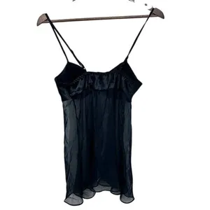 Gilligan & O'Malley Vintage Sheer Babydoll Dark‎ Fairy Lingerie Black Floral thumbnail 2