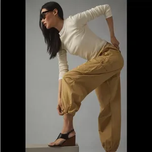 Avec Les Filles Tan Drawcord Cargo Jogger Pants Small NWT thumbnail 3