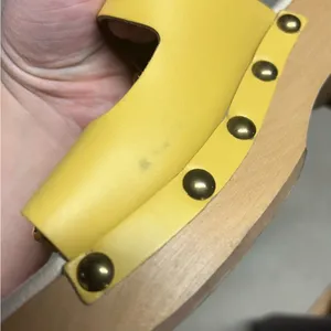 Free People Fiona Yellow Croc Buckle Stud Accent Wooden Cushioned Clogs 41 thumbnail 12