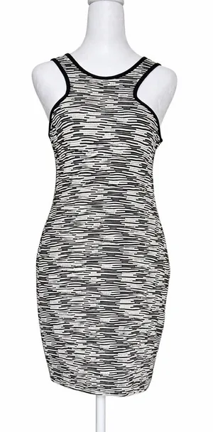 Zara Trafaluc Black‎ & White Pattern Halter Sleeveless Bodycon Dress Size Medium thumbnail 1