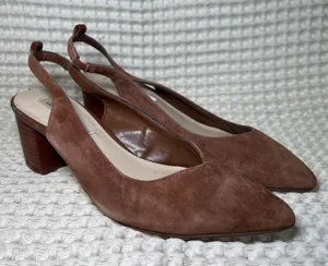 Saks Fifth Avenue Women Brown Pointed Toe Slingback Block Heel‎ Shoes Size 6 thumbnail 1
