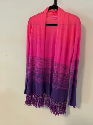 Lilly Pulitzer Tatum Cardigan Fringe Ombre Pink Purple thumbnail 4