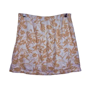 Abercrombie & Fitch White Tan Floral Linen Side Slit Micro Mini Skirt Size Small thumbnail 3