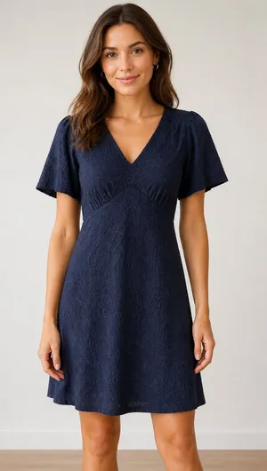Michael Kors Navy Blue Embroidered Dress M thumbnail 1