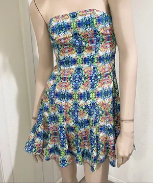 Do&Be Watercolor Printed Cut Out Strapless Dress S thumbnail 4
