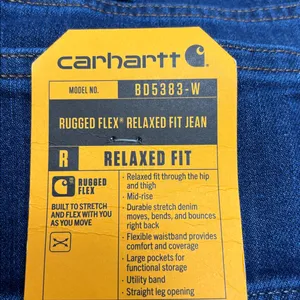 Carhartt Rugged Flex Relaxed Mid‎ Rise Fit Dark Blue Straight Leg Jeans Size 8T thumbnail 11