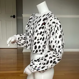 Champion Reverse Weave Dalmatian Print Cropped Sweatshirt Women’s Small S thumbnail 3