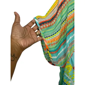 Fig and Flower Women's Boho Floral Geometric Lace Yoke Blouse Teal/Orange -Sz XL thumbnail 7