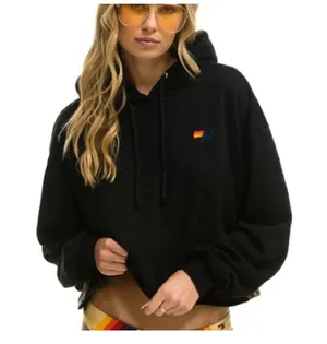 Aviator Nation Black Hoodie with Colorful Side Stripes thumbnail 3