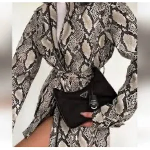 Choosy NWT XS Vintage 90s Faux Snakeskin Leather Trench Coat Duster Jacket Fall thumbnail 6