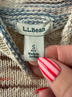 L.L. Bean Cream Knit Rolly Neck Sweater with Blue, Brown and Orange Accents thumbnail 3