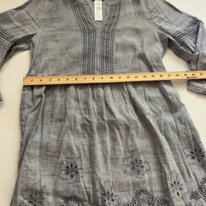 S Tommy Bahama ST. LUCIA SPLIT NECK LINEN-BLEND MINI DRESS IN BLUE thumbnail 4