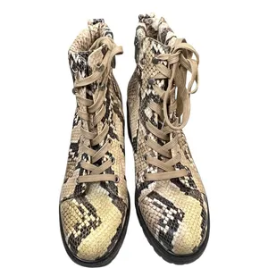 Vince Camuto Gaviana Combat Boots 7 Leather Shortbread Desert Python Lug Sole thumbnail 4