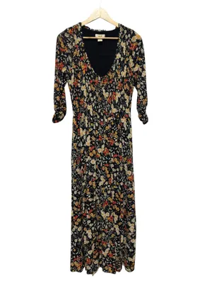Maeve Black Floral Maxi Dress with Rust and Cream Blooms thumbnail 2