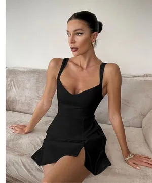 NEW Sweetheart Neckline A-line Split Tennis Golf Built in shorts Mini Dress S thumbnail 5