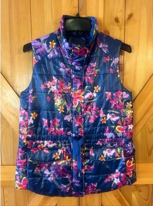 Tommy Bahama Blue Floria Estefan Aloha Full Zip Puffer Vest Size Small (5929) thumbnail 1