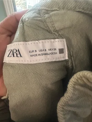 Zara Sage Green Wide Leg Utility Pants Elastic Waist Drawstring Cuff Size S thumbnail 6