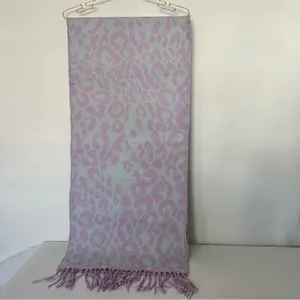 Steve Madden Reversible Leopard Print Scarf Lavender Mint With Fringe thumbnail 2