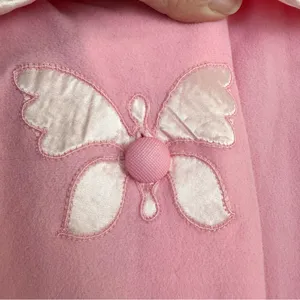 Vintage Komar Pink Butterfly Accent Robe Small Satin Trim Peter Pan Collar 1960s thumbnail 6