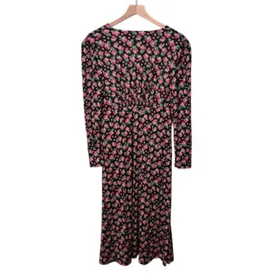 NWT Boden Women’s Jersey Tea Midi Dress Diamond Rose Floral Black Pink 6 Petite thumbnail 4