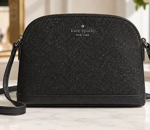Kate Spade Black Glitter Crossbody Bag Saffiano Trim Adjustable Strap NWT thumbnail 1