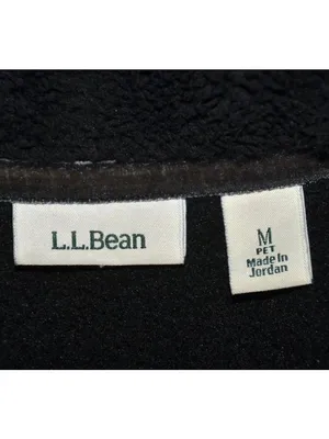 LL Bean Cardigan Jacket Womens M Gray Black Fleece Shawl Collar Open Front thumbnail 9