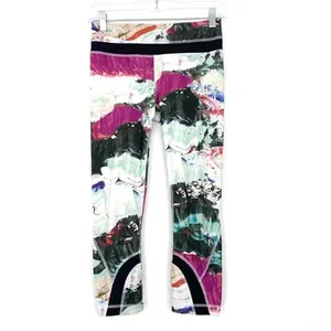 Lululemon Run Inspire Crop II Black Pigment Wave Athletic Leggings Size 12 thumbnail 3