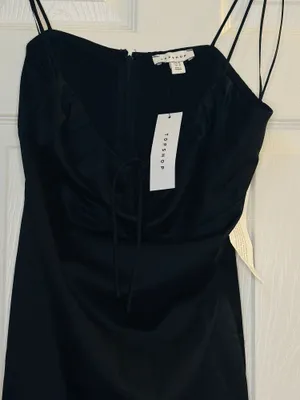 Topshop NWT Gathered Bust Mini Slip Dress In Black - 10 thumbnail 6