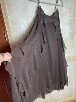 House of Harlow 1960 Chiffon Maxi Cocktail Dress Ruffles Brown Flowy Fairy Sz S thumbnail 4