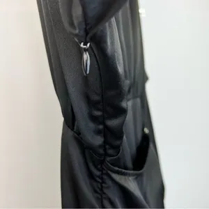 PrettyLittleThing High Slit Wrap Dress Womans 8 Black Satin Open Back Clubwear thumbnail 7