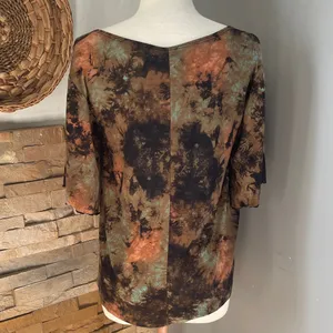 Elegant Tie-Dye soft slinky Blouse in Earthy Tones thumbnail 4
