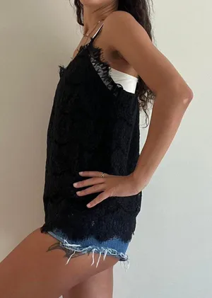 Monteau Black Lace Cami Tank thumbnail 4