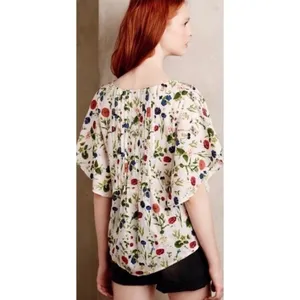 Anthropologie MAEVE Maya Floral Fluttered Top Blouse Strawberry Fruit Berries 2‎ thumbnail 8