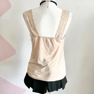 Vanity Fair Beige‎ Lace Trim Tank Top, Y2K Coquette Vintage Western Boho, XL thumbnail 3