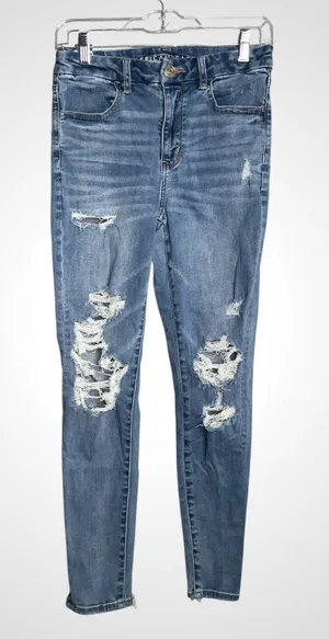 American Eagle Outfitters Distressed Curvy Hi-Rise Jegging Jeans - Size 6 thumbnail 1